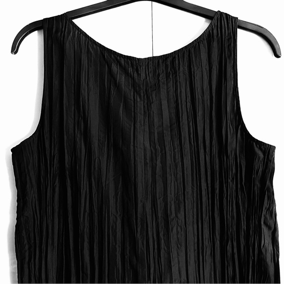 Eileen Fisher Crushed Silk V-Neck Midi Dress in Black Size S NWT - Picture 11 of 14